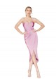 Sleeveless High Neck Stretch Crepe Orchid Knee Length High Low Evening Dress Canada for Sale