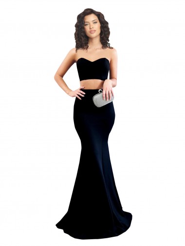 Sleeveless High Neck Stretch Crepe Black Mermaid Long Formal Evening Dress Canada for Sale
