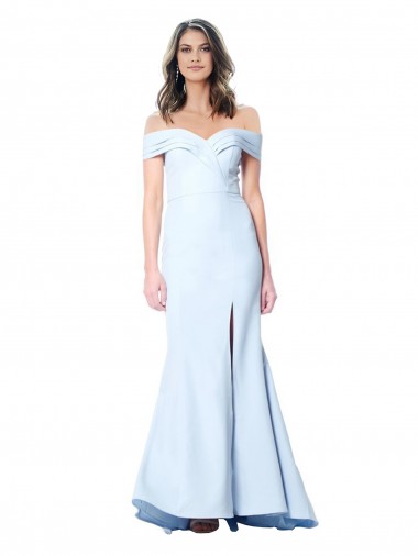 Sleeveless High Neck Stretch Crepe Light Sky Blue Long Evening Gown Canada for Sale