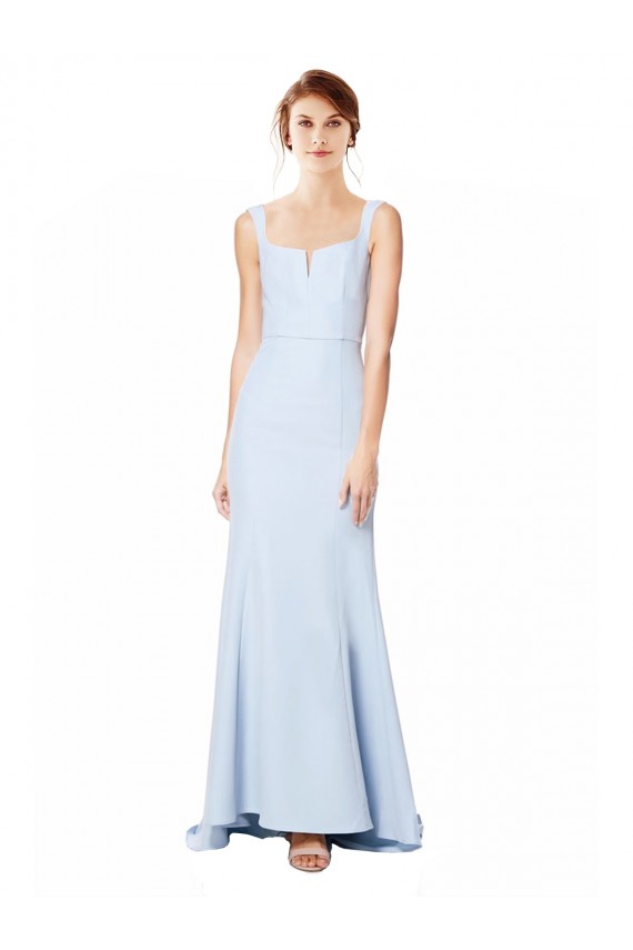 Sleeveless High Neck Stretch Crepe Light Sky Blue Mermaid Long Formal Dress Canada for Sale