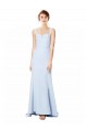 Sleeveless High Neck Stretch Crepe Light Sky Blue Mermaid Long Formal Dress Canada for Sale