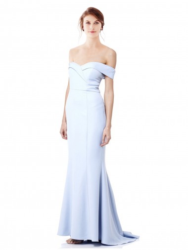 Sleeveless High Neck Stretch Crepe Light Sky Blue Long Formal Dress Canada for Sale