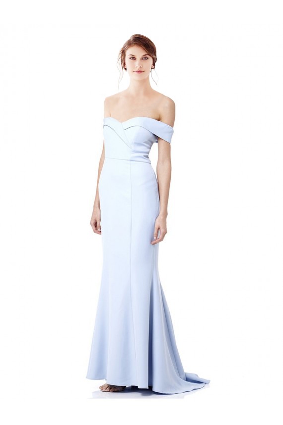 Sleeveless High Neck Stretch Crepe Light Sky Blue Long Formal Dress Canada for Sale