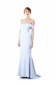Sleeveless High Neck Stretch Crepe Light Sky Blue Long Formal Dress Canada for Sale