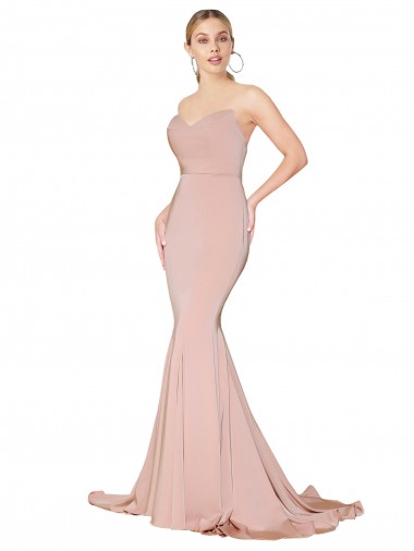Sleeveless High Neck Stretch Crepe Mauve Long Formal Dress Canada for Sale