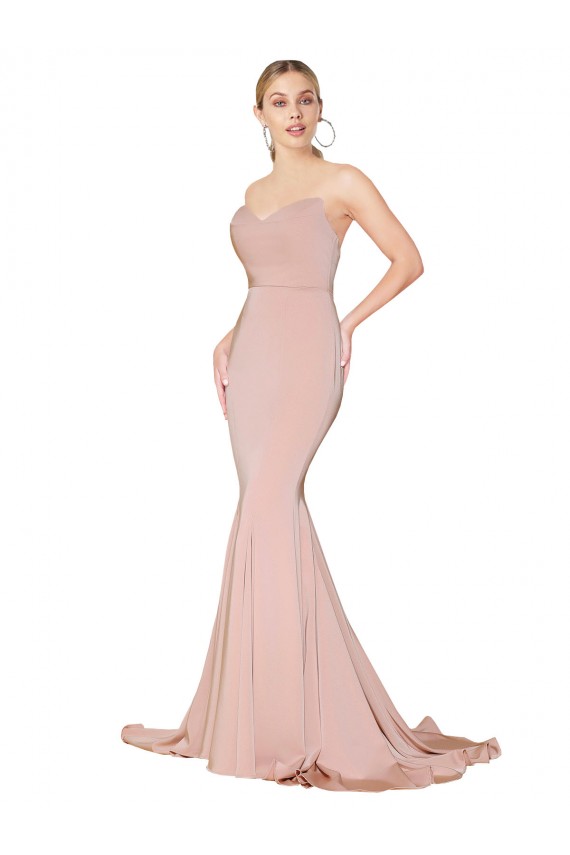 Sleeveless High Neck Stretch Crepe Mauve Long Formal Dress Canada for Sale