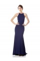 Sleeveless High Neck Stretch Crepe Navy Blue Long Evening Dress Canada for Sale