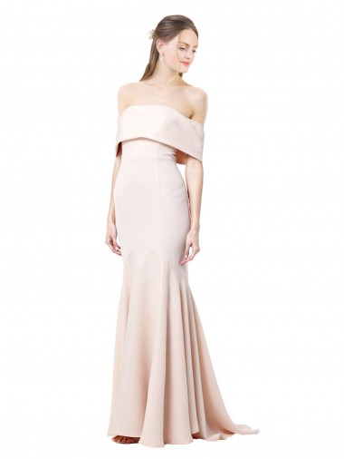 Sleeveless High Neck Stretch Crepe Nude Long Formal Evening Dress Canada for Sale