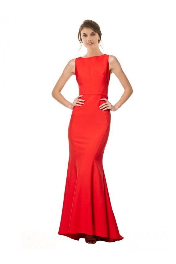 Sleeveless High Neck Stretch Crepe Red Long Evening Gowns Canada for Sale
