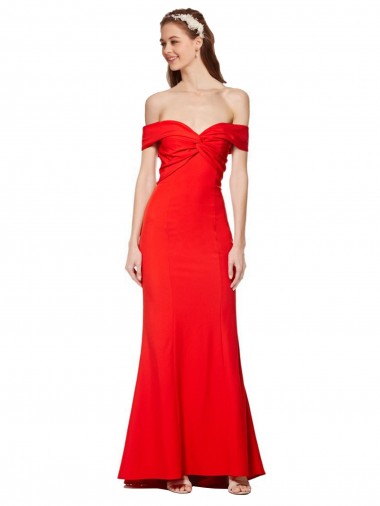 Sleeveless High Neck Stretch Crepe Red Long Evening Dress Canada for Sale