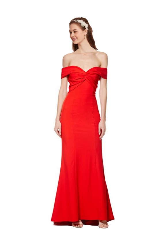 Sleeveless High Neck Stretch Crepe Red Long Evening Dress Canada for Sale