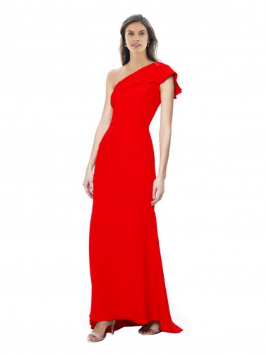 Sleeveless High Neck Stretch Crepe Red Long Formal Dress Canada for Sale