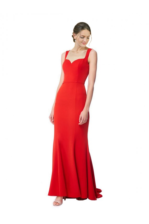 Sleeveless High Neck Stretch Crepe Red Long Formal Evening Gowns Canada for Sale