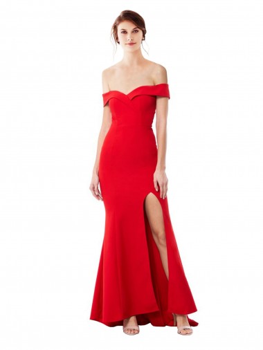 Sleeveless High Neck Stretch Crepe Red Long Formal Evening Dress Canada for Sale