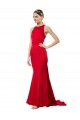 Sleeveless High Neck Stretch Crepe Red Long Formal Evening Gown Canada for Sale