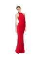 Sleeveless High Neck Stretch Crepe Red Long Evening Dresses Canada for Sale