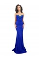 Sleeveless High Neck Stretch Crepe Royal Blue Long Formal Evening Dress Canada for Sale