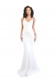Sleeveless High Neck Stretch Crepe White Long Black Tie Evening Dress Canada for Sale
