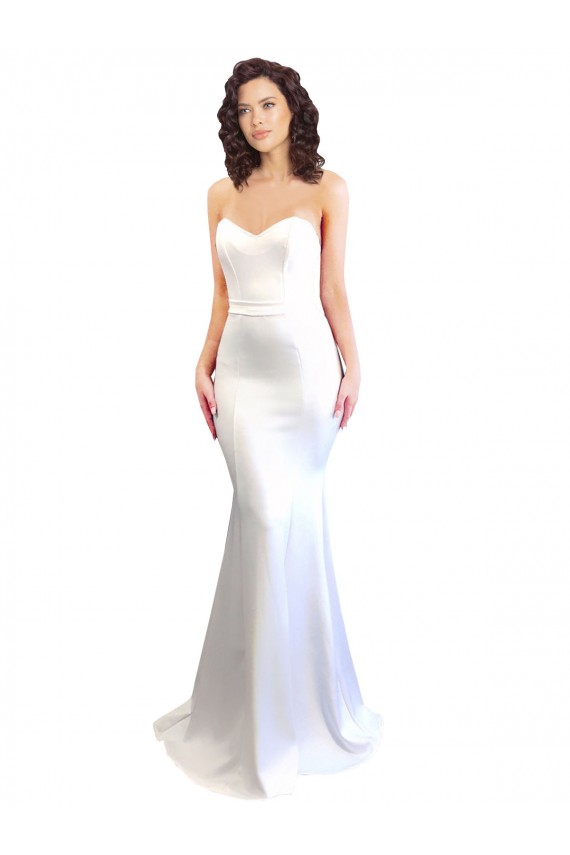 Sleeveless High Neck Stretch Crepe White Long Formal Evening Dress Canada for Sale