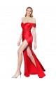Sleeveless High Neck Stretch Satin Red Long Formal Evening Dress Canada for Sale