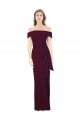 Sleeveless Off the Shoulder Stretch Crepe Burgundy Gold Long Formal Evening Dress Canada for Sale