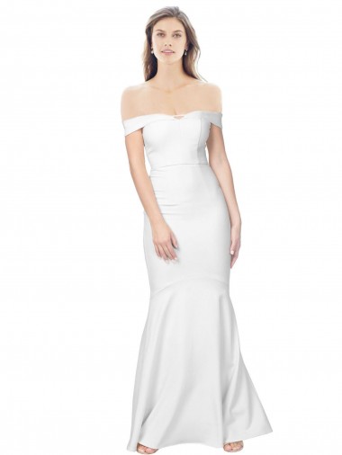 Sleeveless Off the Shoulder Stretch Crepe Ivory Long Formal Dress Canada for Sale