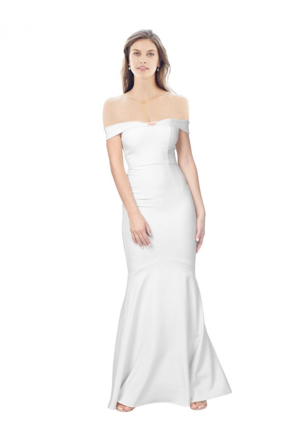 Sleeveless Off the Shoulder Stretch Crepe Ivory Long Formal Dress Canada for Sale