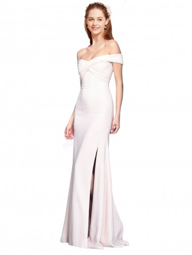 Sleeveless Off the Shoulder Stretch Crepe White Long Formal Dress Canada for Sale