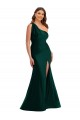 Sleeveless One Shoulder Silky Satin Ever Green Long Formal Plus Size Evening Dress Canada for Sale