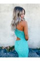 Sleeveless One Shoulder Velvet Sequin Sweep Train Evening Dresses Canada for Sale