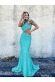 Sleeveless One Shoulder Velvet Sequin Sweep Train Evening Dresses Canada for Sale