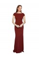Cap Sleeves Round Neck Stretch Crepe Burgundy Long Formal Evening Dress Canada for Sale