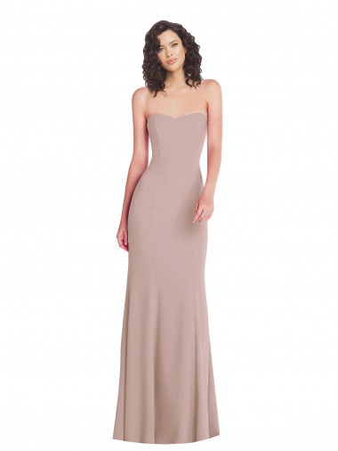 Sleeveless Strapless Stretch Crepe Dusty Pink Long Formal Dress Canada for Sale
