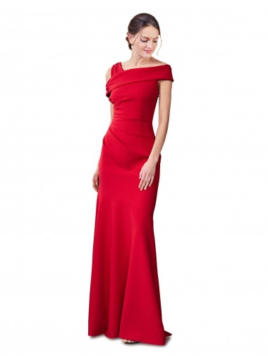 Sleeveless Stretch Crepe Red Long Formal Evening Dress Canada for Sale