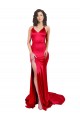 Sleeveless Sweetheart Stretch Satin Red Long Formal Evening Dress Canada for Sale