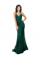 Sleeveless V-Neck Lace Dark Green Long Black Tie Evening Dress Canada for Sale