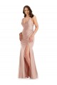 Sleeveless V-Neck Silky Satin Dusty Pink Long Formal Plus Size Evening Dress Canada for Sale