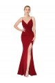 Sleeveless V-Neck Stretch Crepe Burgundy Mermaid Long Formal Evening Dress Canada for Sale