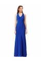 Sleeveless V-Neck Stretch Crepe Royal Blue Long Formal Evening Dress Canada for Sale