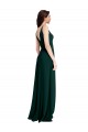 Sleeveless V-Neck Stretch Crepe Midnight Green Long Formal Evening Dress Canada for Sale