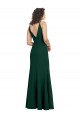 Sleeveless V-Neck Stretch Crepe Midnight Green Long Formal Dress Canada for Sale