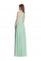Sleeveless Halter Neck Soft Chiffon Mint Green Long Semi Formal Evening Dress Canada for Sale