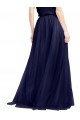 Sleeveless High Neck Tulle Navy Blue Long Semi Formal Evening Dress Canada for Sale