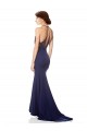 Sleeveless High Neck Stretch Crepe Navy Blue Long Evening Dress Canada for Sale