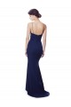 Sleeveless High Neck Stretch Crepe Navy Blue Long Formal Dress Canada for Sale