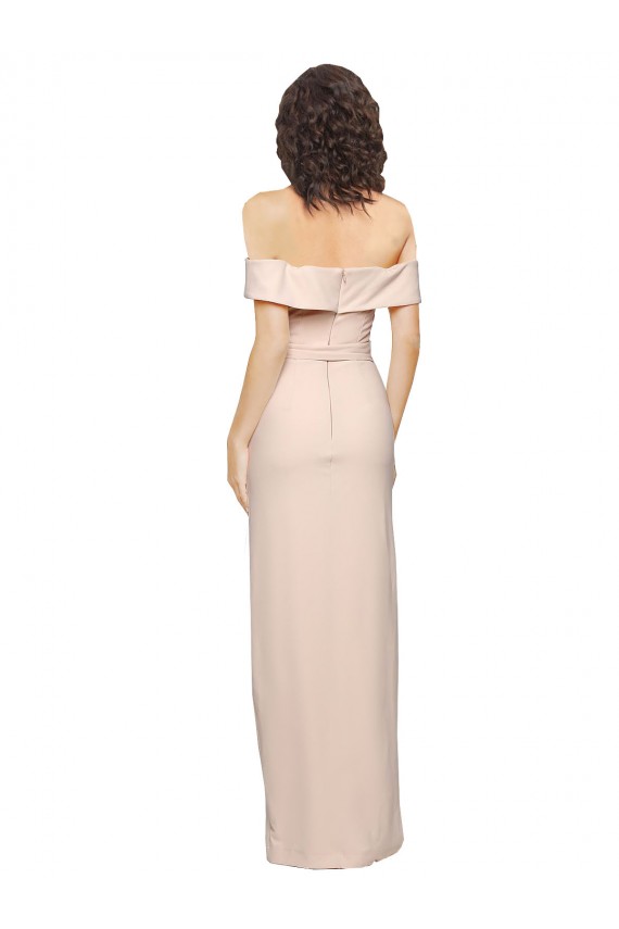 Sleeveless Off the Shoulder Stretch Crepe Nude Long Formal Evening Dress Canada for Sale