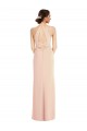 Sleeveless Halter Neck Stretch Crepe Nude Long Formal Evening Dress Canada for Sale