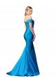 Sleeveless High Neck Satin Peacock Blue Long Formal Evening Dress Canada for Sale