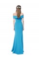 Sleeveless Off the Shoulder Stretch Crepe Peacock Blue Long Formal Dress Canada for Sale