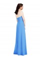 Sleeveless Strapless Stretch Crepe Peacock Blue Long Semi Formal Evening Dress Canada for Sale